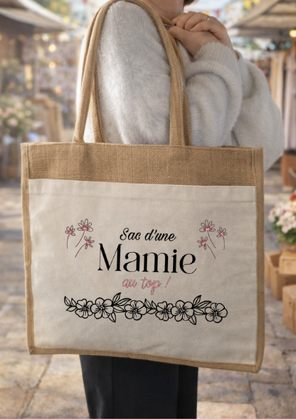 Cabas en toile de jute – Mamie d’amour 🧺